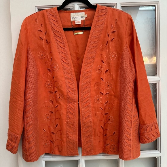 Lily & Taylor Couture 100% Linen Tangerine Orange Blazer Women’s Size 18 EUC! - Picture 14 of 14